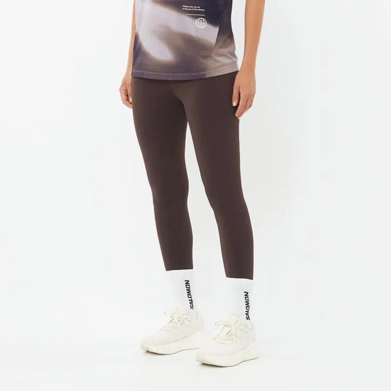 Salomon Shakeout Bliss 25inch Women's Running Tight in Coffee Bean-2