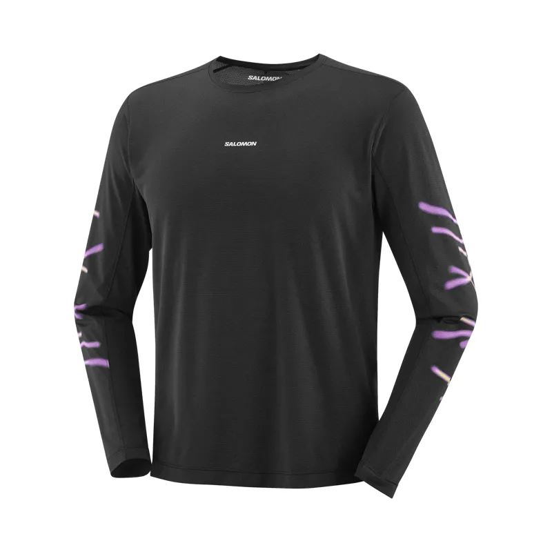 Salomon Shakeout Core Long Sleeve Graphic Tee Men's T-shirt in Deep Black