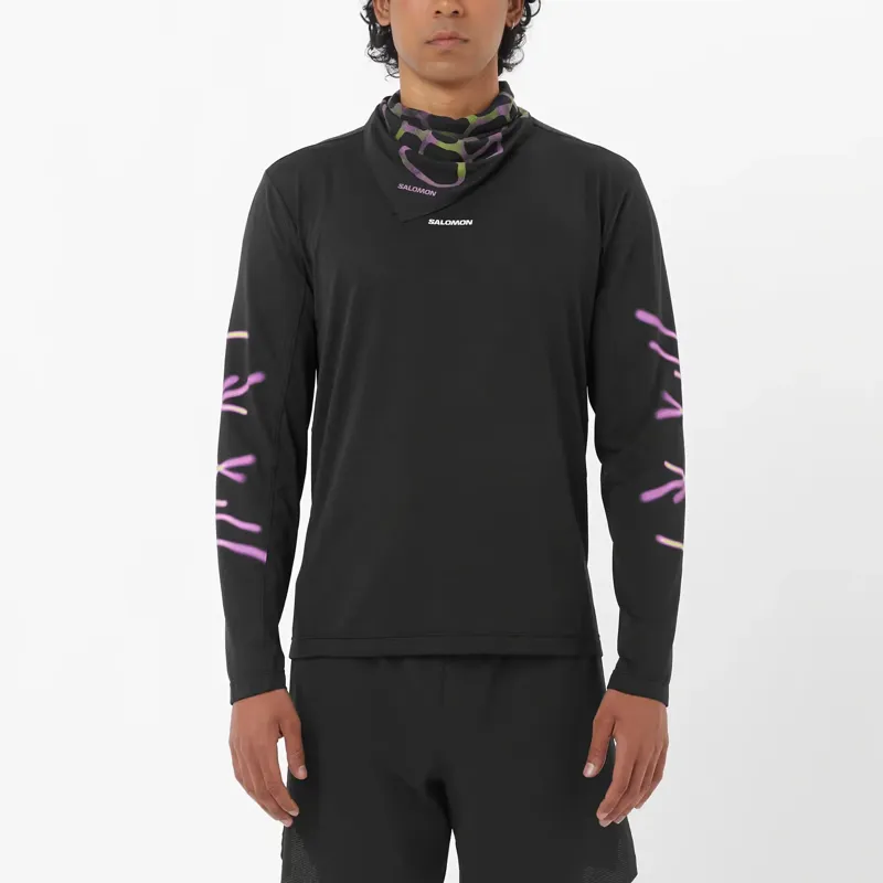 Salomon Shakeout Core Long Sleeve Graphic Tee Men's T-shirt in Deep Black-4