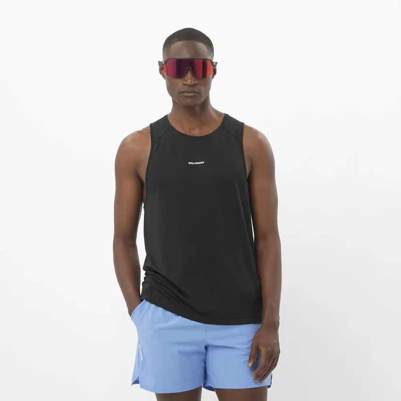 Salomon Shakeout Core Men's Tank Top in Deep Black