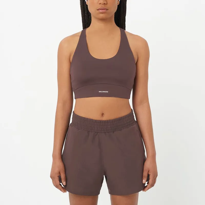 Salomon Shakeout Core Women's Sports Bra in Coffee Bean-2