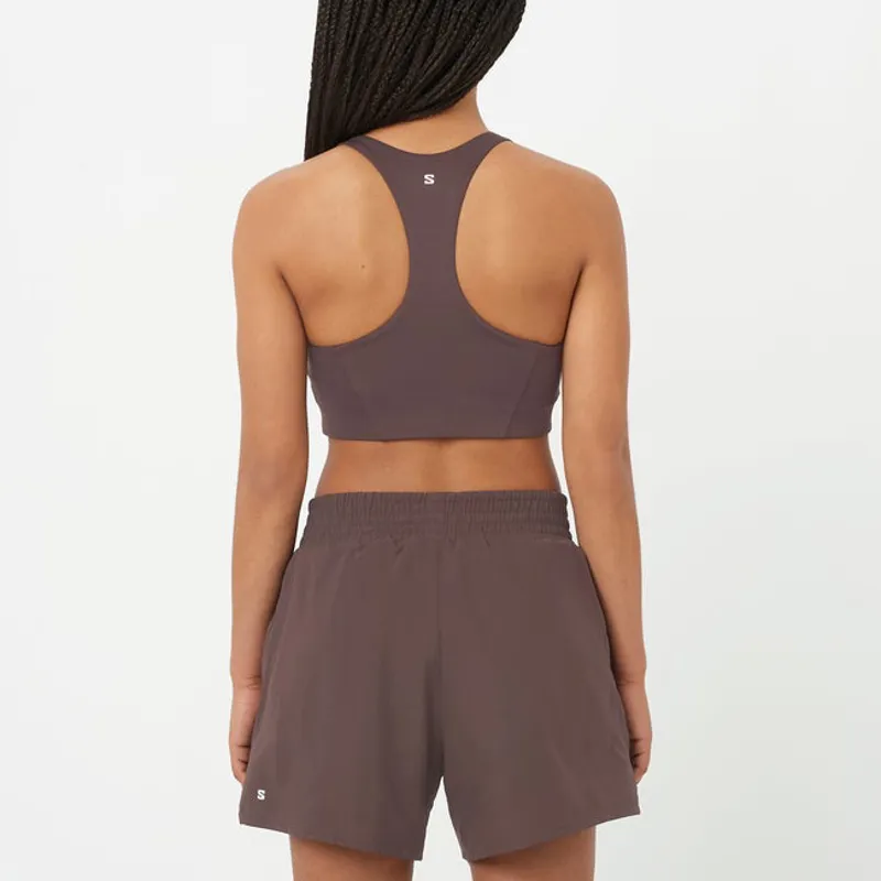 Salomon Shakeout Core Women's Sports Bra in Coffee Bean-3