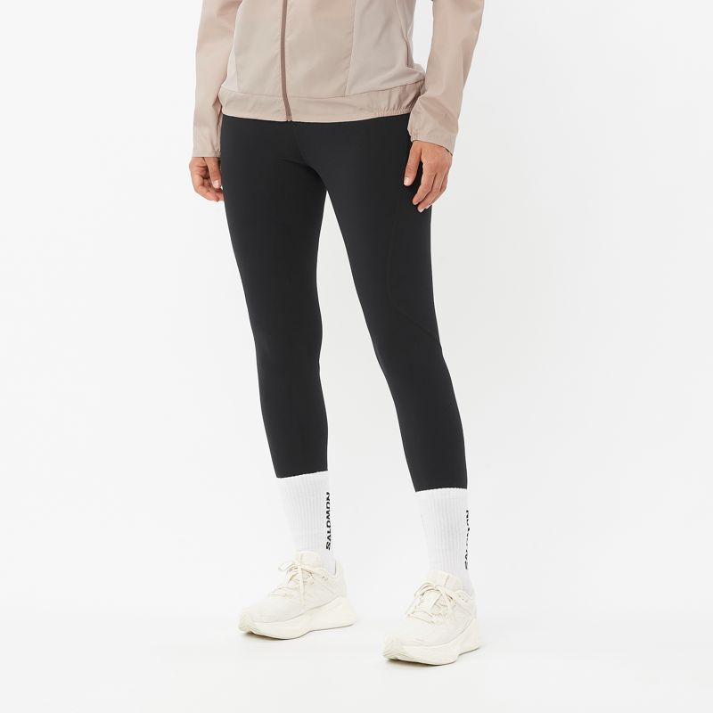 Salomon SHAKEout Core 28inch Womens Running Tights in Deep Black-1