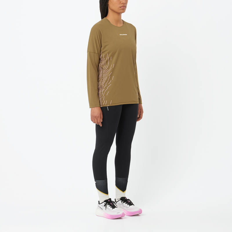 Salomon SHAKEout Core 28inch Womens Running Tights in Deep Black-3