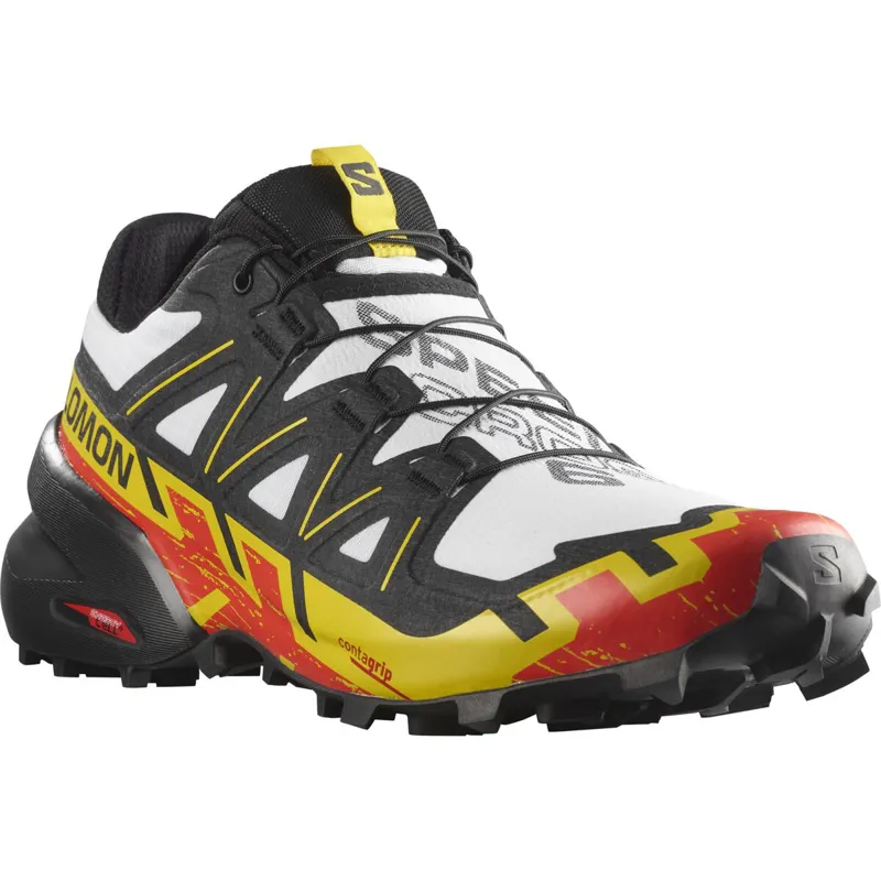 Salomon Speedcross 6 Men's Trail Running Shoe in White/Black/Empire Yellow-6