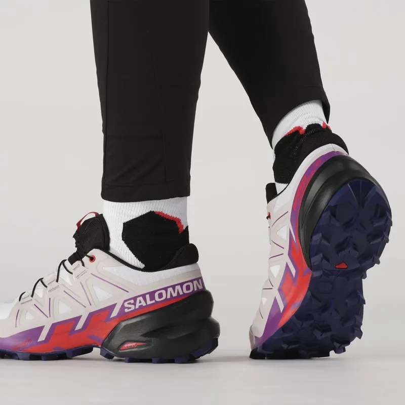 Salomon Speedcross 6 Women's Trail Running Shoe in White/Sparkling Grape/Fiery Red-7