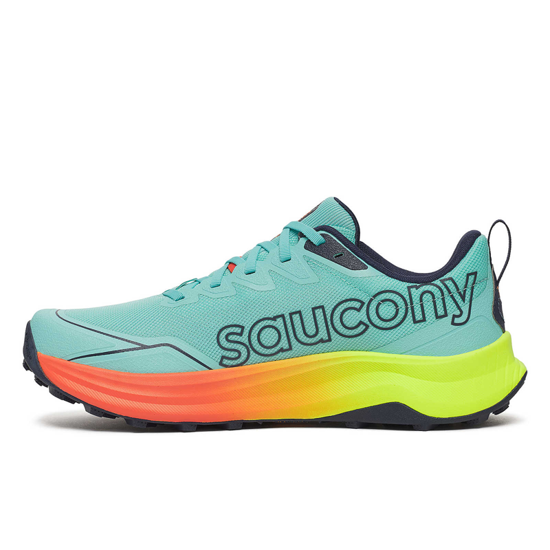 Saucony Peregrine 16 Mens Trail Running Shoe in Splash/Citron-3