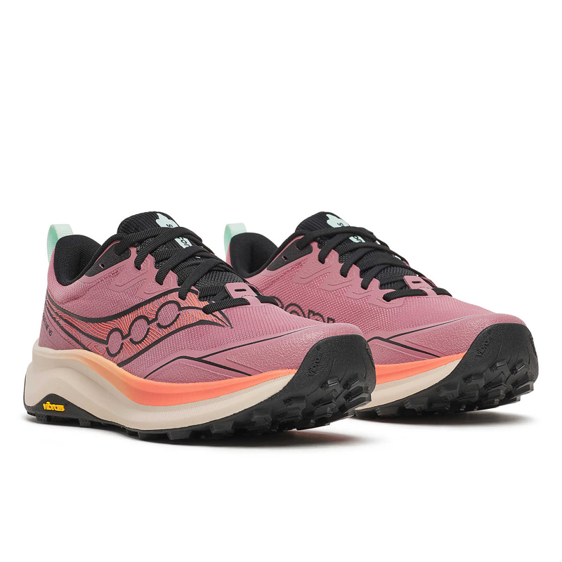 Saucony Peregrine 16 Women's Trail Running Shoe in Mauve/Salmon-4