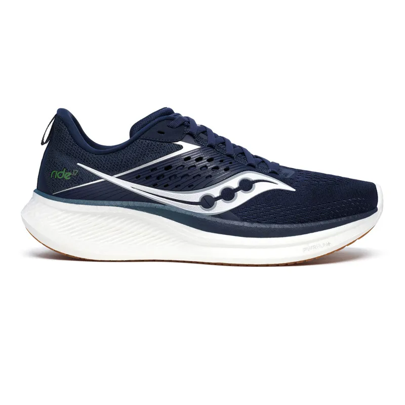 Saucony Ride 17 Men's Road Running Shoe in Navy/Gum