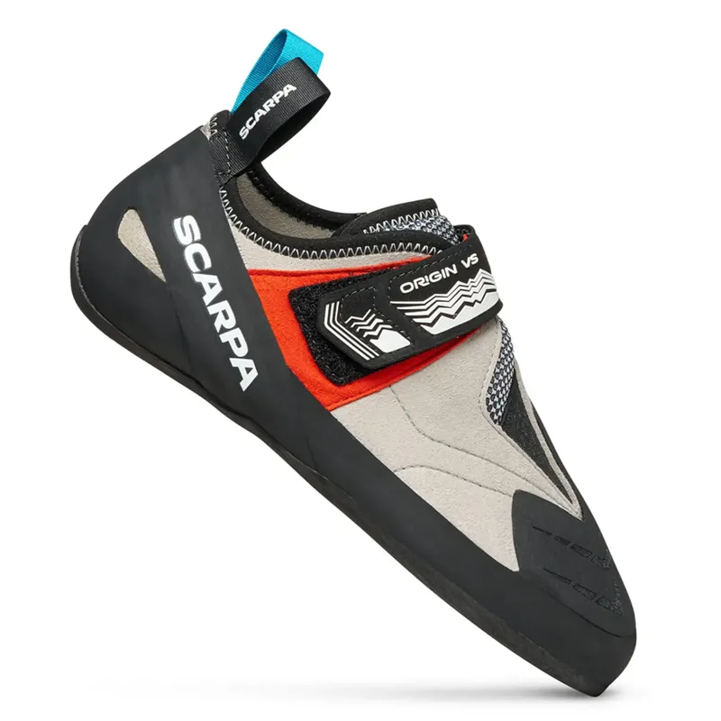 Scarpa Origin VS Unisex Climbing Shoe in Light Gray/Red