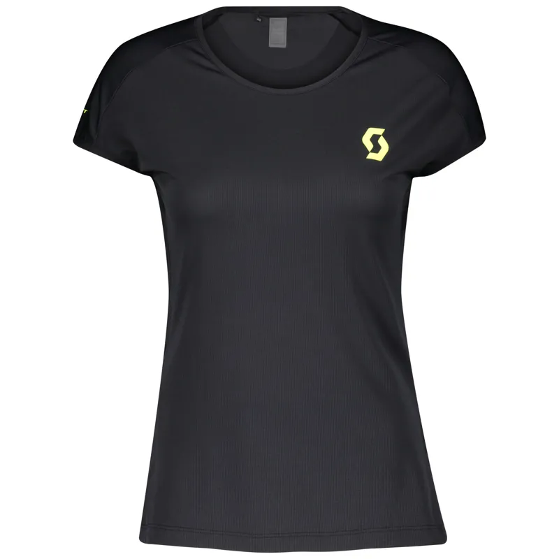 Scott RC Run Team S/SL Womens Running T-Shirt in Black/Yellow