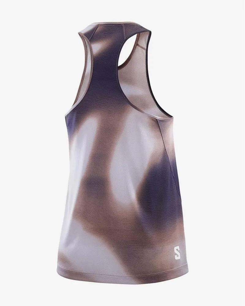 Salomon SHAKEout Core GFX Women's Running Tank Top in Etherea/Astral Aura/Cosmic Sky-2