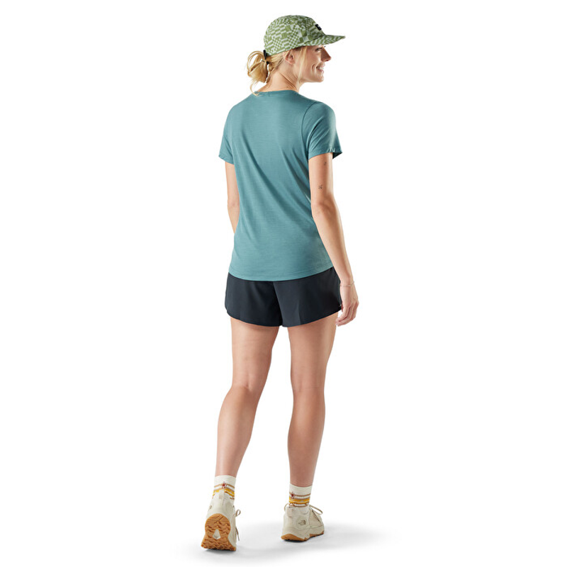 Smartwool Active Ultralite V-Neck Short Sleeve Women's T-shirt in Dusty Teal-2