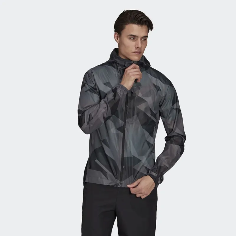 adidas Terrex Men's Agravic Graphic AOP Rain Jacket in Grey-1