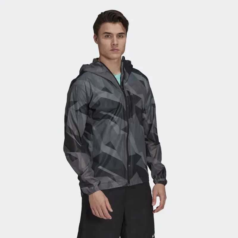 adidas Terrex Men's Agravic Graphic AOP Rain Jacket in Grey-8