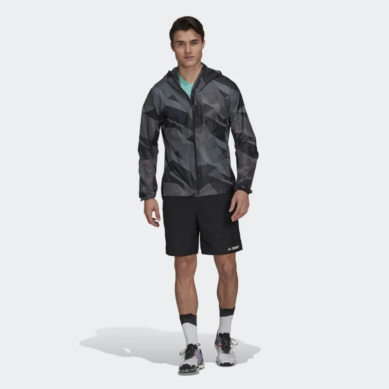adidas Terrex Men's Agravic Graphic AOP Rain Jacket in Grey-9