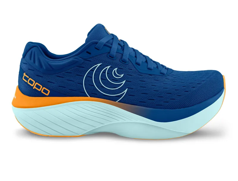 Topo Athletic Atmos Men's Road Running Shoe in Blue/Orange