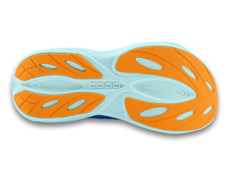 Topo Athletic Atmos Men's Road Running Shoe in Blue/Orange-1