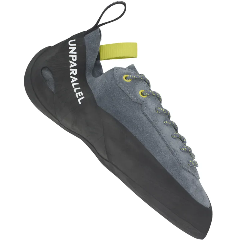 Unparallel Engage Lace Up Unisex Climbing Shoe in Grey/Neon Yellow