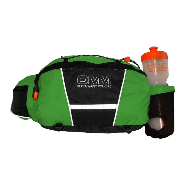 OMM Ultra Waist Pouch Running Bumbag With Bottle in Green/Black