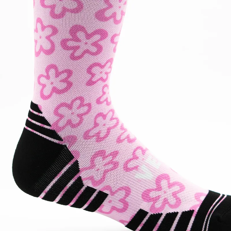 Versus Active Crew Running Socks in Pink Flower Power-1