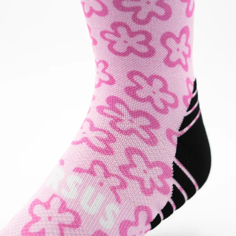 Versus Active Crew Running Socks in Pink Flower Power-3