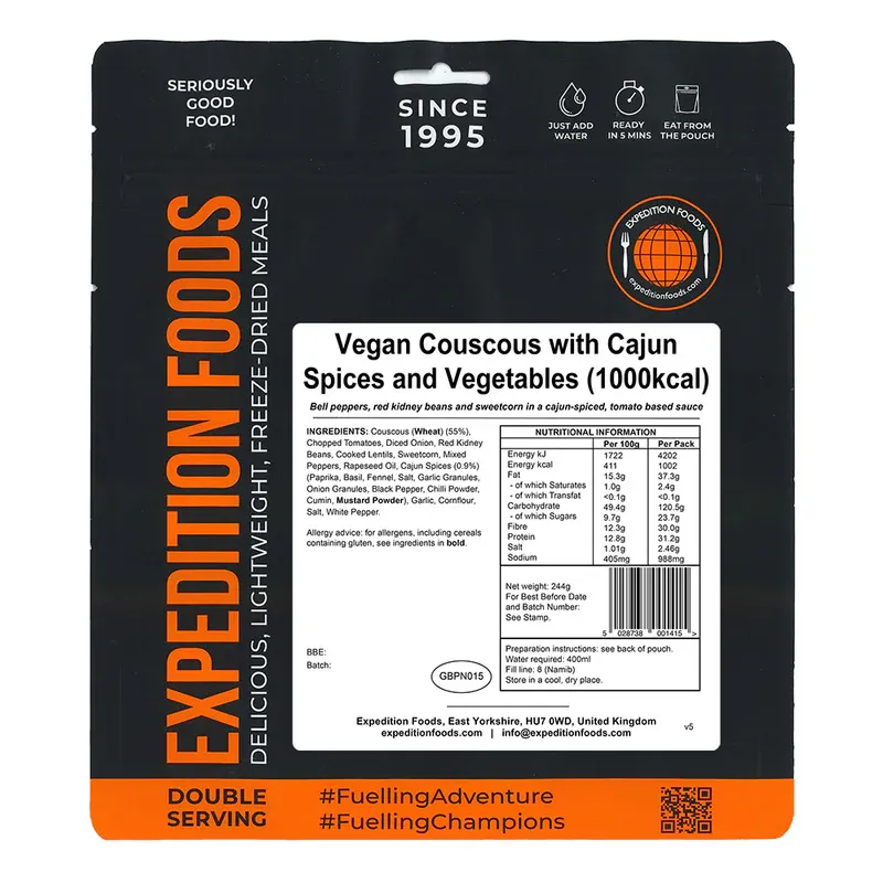 Expedition Foods Vegan Couscous with Cajun Spices and Vegetables - 1000KCAL