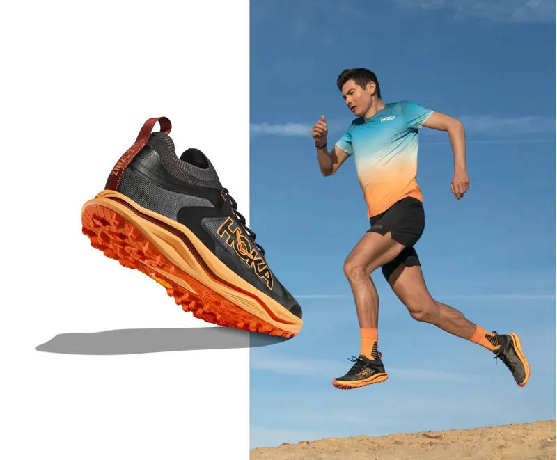 HOKA Zinal 2 Men's Trail Running Shoe in Black/Sherbet-8