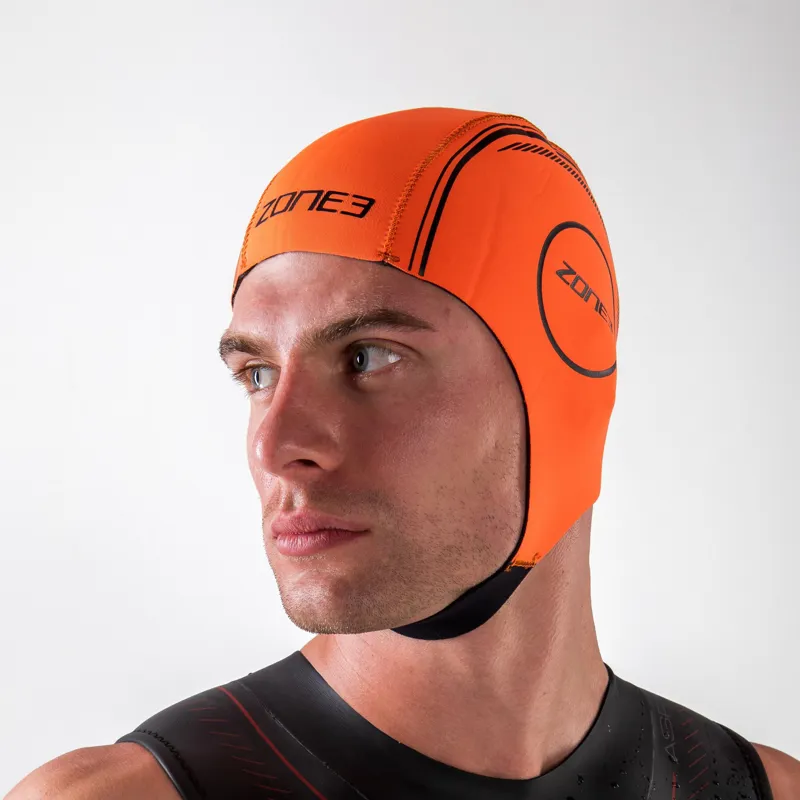Zone3 Orange Neoprene Swim Cap-1