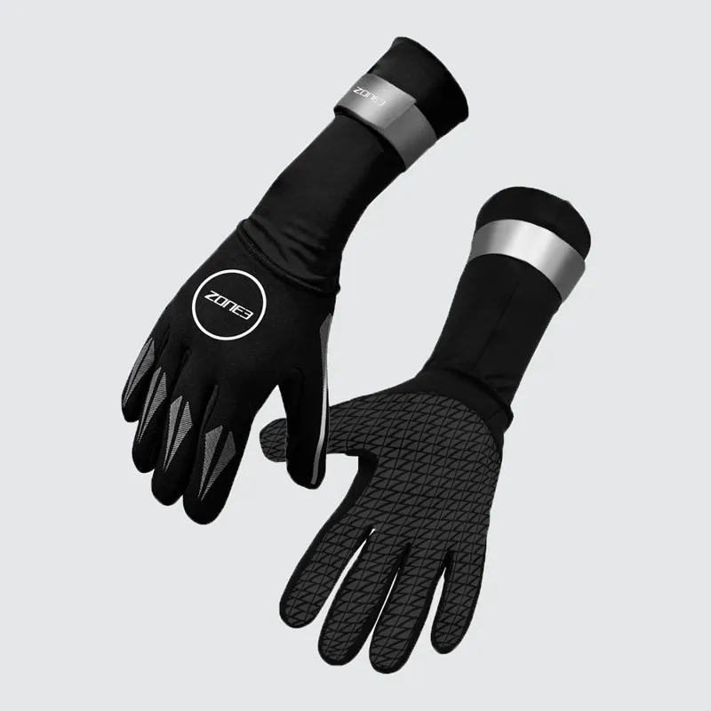 Zone3 Neoprene Swim Gloves Black Reflective Silver