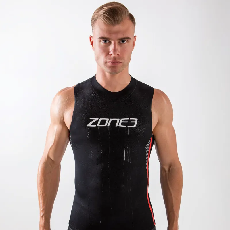 Zone3 Neoprene Warmth Vest Unisex Swimming Baselayer in Black/Red/White-2