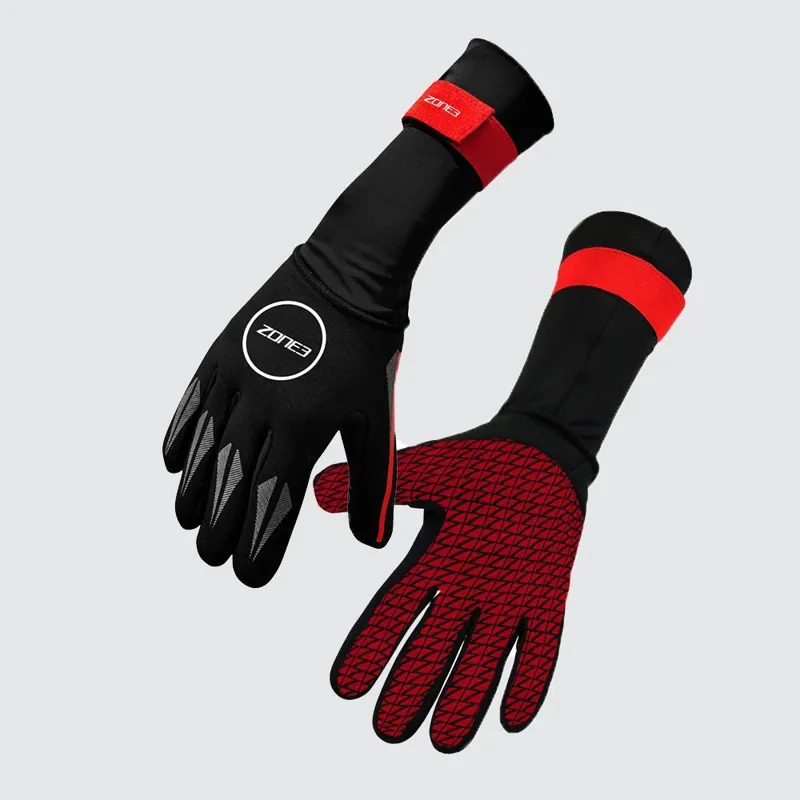Zone3 Neoprene Swim Gloves in Black/Red