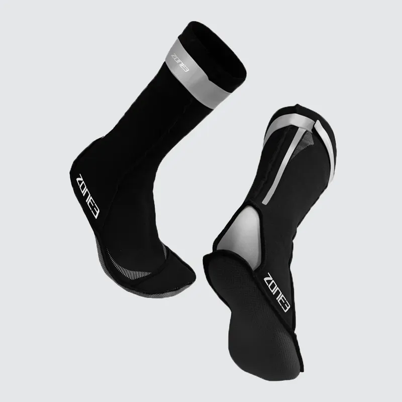 Zone3 Neoprene Swim Socks in Black/Reflective Silver