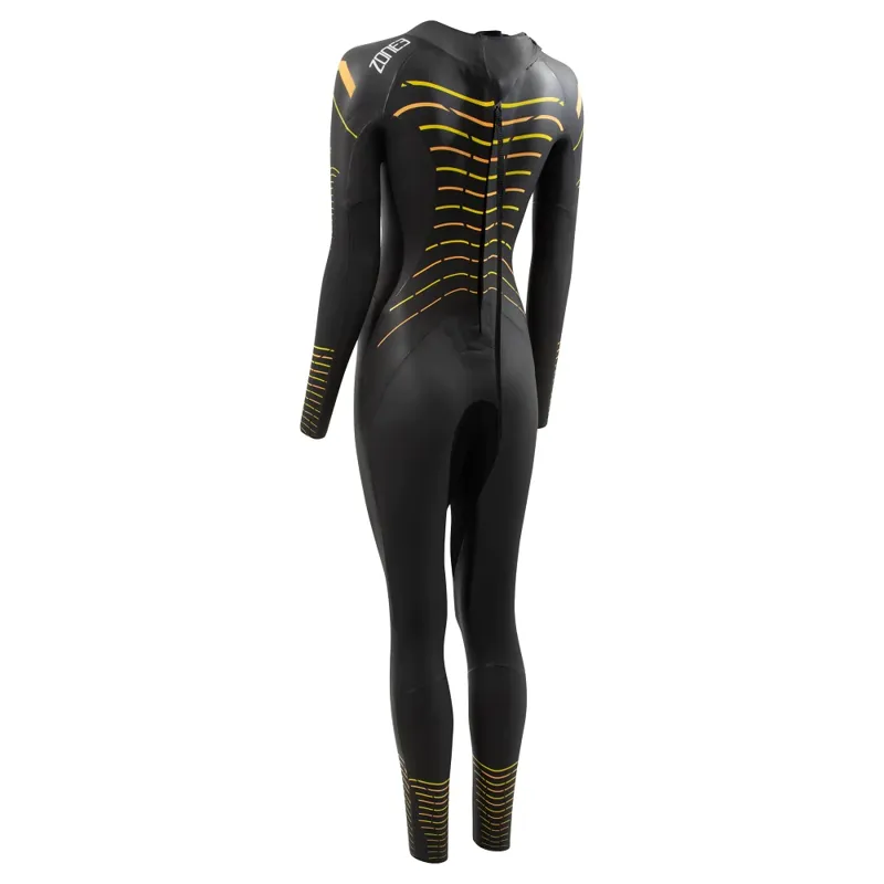 Zone3 Women's Thermal Aspect Breaststroke Wetsuit in Black/Orange/Yellow-1