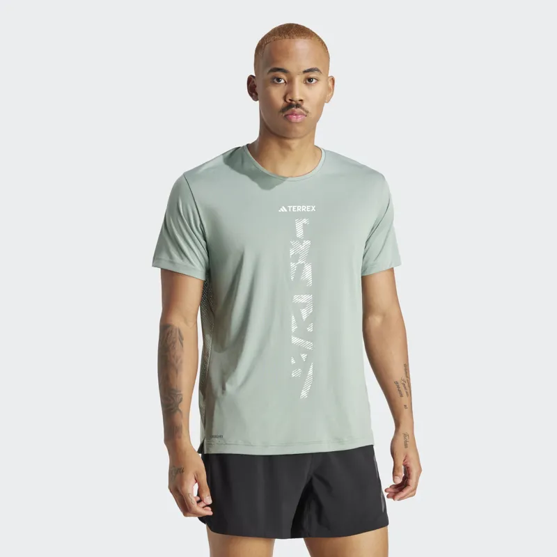 adidas Terrex Men's Agravic Trail Running T-shirt in Silver Green-1