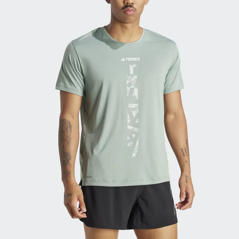adidas Terrex Men's Agravic Trail Running T-shirt in Silver Green-2