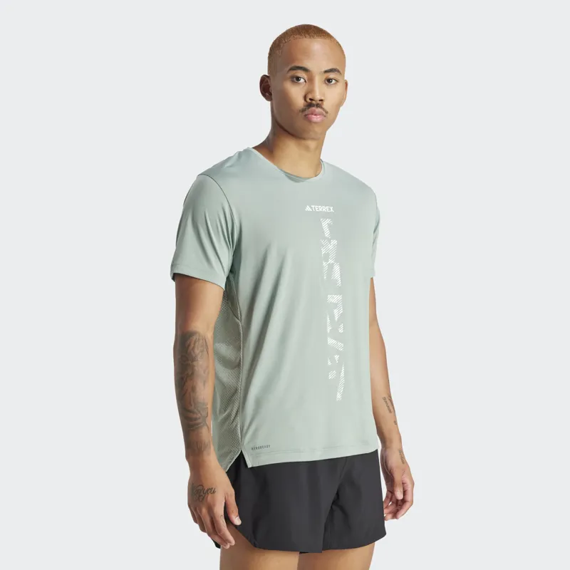 adidas Terrex Men's Agravic Trail Running T-shirt in Silver Green-4