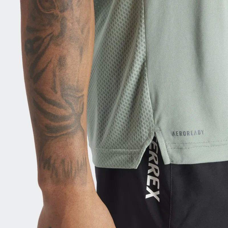 adidas Terrex Men's Agravic Trail Running T-shirt in Silver Green-5